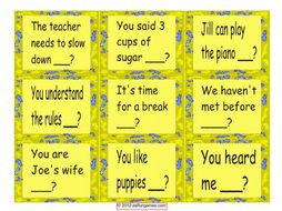 Tag Question Cards 4 Pages = 36 Cards