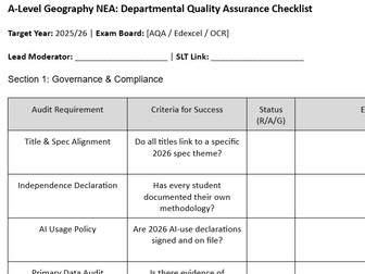 COMPLETE Geography NEA Leadership & Quality Assurance Master Toolkit (2026 Edition)