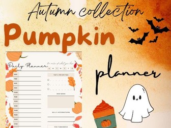 Autumn / Fall Orange Pumpkin Daily Planner | Teachers, Students | Digital Download Printable