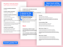 Report Comments (or "Report Card Comments" if you are from the U.S