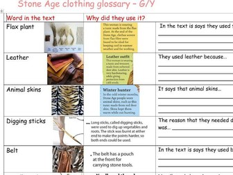 Stone Age clothing differentiated reading focused lesson