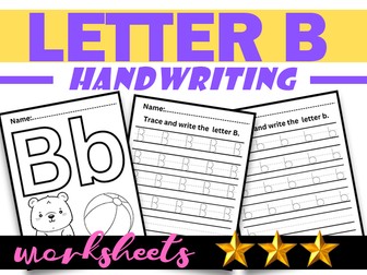 Beginning with the Letter B |Letter B Recognition and Handwriting|Letter formation Tracing Worksheet