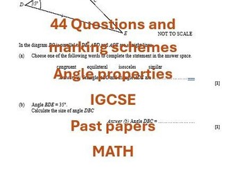 IGCSE ANGLE PROPERTIES 0580-PAST PAPER QUESTIONS AND MARKING SCHEMES-44 QUESTIONS