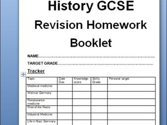 Edexcel GCSE History revision homework booklet exam skills medicine Germany cold war