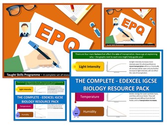 MEGA BUNDLE - THE COMPLETE EDEXCEL IGCSE BIOLOGY RESOURCE PACK : An entire set of lessons for the whole course + Complete Set of Resources for 'Taught Skills Programme' - EPQ (Extended Project 7993) AQA Level 3
