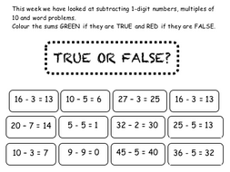 Subtraction homework year 1 picture