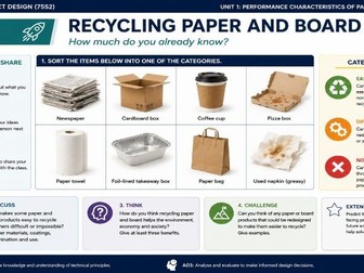 Lesson 3 Recycling of paper and board KS5 Paper 1