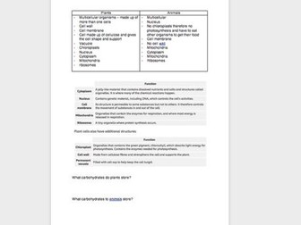 UNIT 1 worksheet/revision Edexcel igcse biology