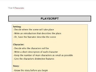 Lower Ks3 Worksheet - Playscript