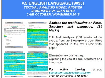 SAMPLE TEXT ANALYSIS OF BIOGRAPHY: CAIE AS ENGLISH LANGUAGE (9093)
