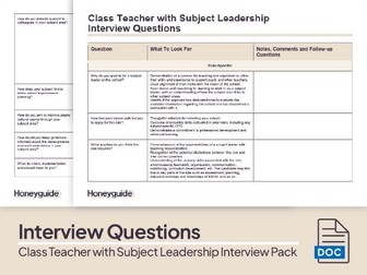 Interview Questions Subject Leader