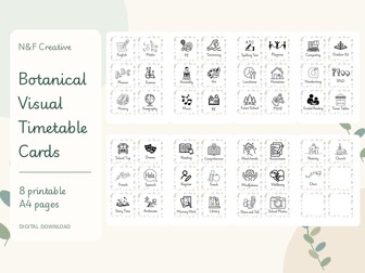 Botanical visual timetable cards