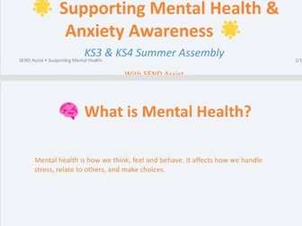 PSHCE Mental Health Summer Assembly for high school