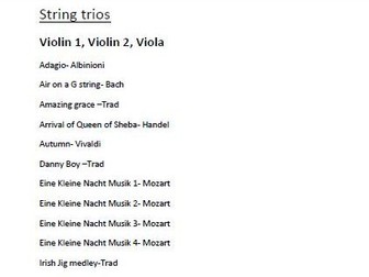 Classic String Trios for Violin 1, Violin 2 and Viola