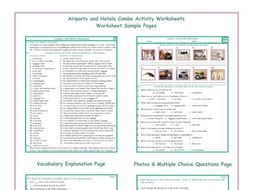 Airports and Hotels Combo Activity Worksheets