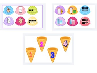 Ice cream number representation - match the numeral to the representation