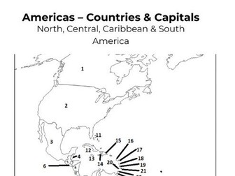 Americas Countries and Capitals Map Worksheet