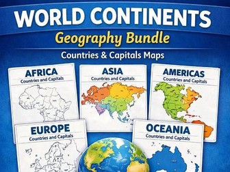 World Continents Geography Bundle – Countries & Capitals Worksheets