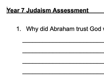 Judaism: Assessment, Knowledge Organiser and Mark Scheme
