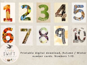 Autumn/Winter number cards 1-10 for display use