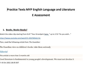 MYP English Language and Literature E Assessment Resources