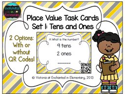 Place Value Task Cards Set 1:Tens and Ones: 1st Grade CC: Understand place value