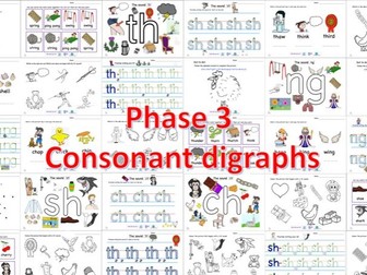 Phase 3 Consonant Digraphs Phonic Sounds Worksheets