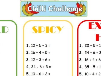 Order of operations - chilli challenge