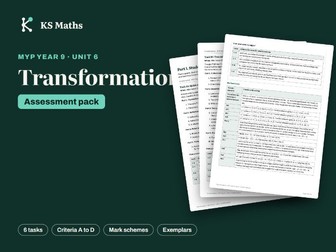 MYP Year 9 Transformations assessment: criteria A-D + mark schemes