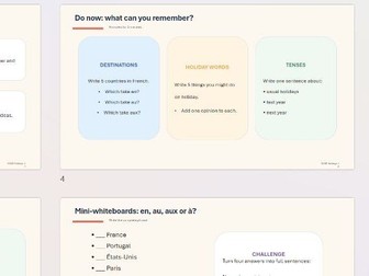 Les Vacances/Holidays GCSE powerpoint