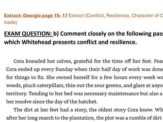 The Underground Railroad Extract page15-17 Exam question A level 9695