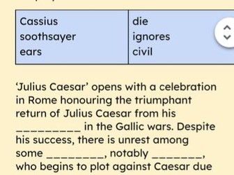 Julius Caesar Plot Gap Fill Cloze Plot Summary