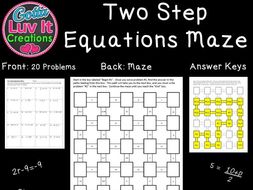 Solving Equations Two Step Equations 2 Mazes By