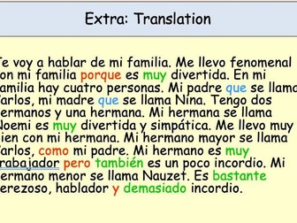 WJEC 1A Self and Relationships Spanish