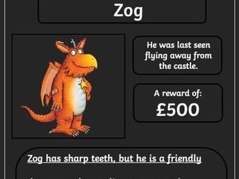 Zog Character Description Using Nouns and Adjectives X 2 Lessons