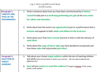 Component 3 Logs Btec Tech Award in Performing Arts (Dance, Musical Theatre & Drama) Upgraded Pack
