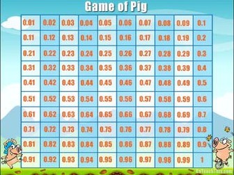 Decimals Game - Number Fluency - Counting by Hundredths - Greedy Pig