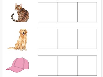 Phase 2 CVC words writing practice with phoneme frames