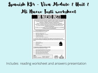 Viva AQA GCSE 2.2 - Mi Nuevo Insti Reading Worksheet