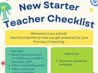 New starter teacher checklist