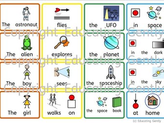 Colourful Semantics Space themed sentence builder