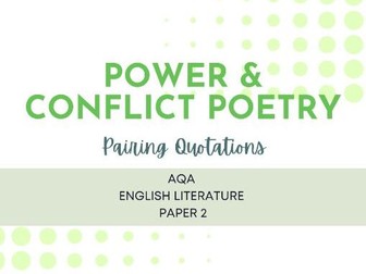 AQA Power and Conflict Poetry Pairing Quotations