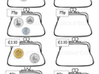 Money purse- using different coins to make same amount.