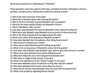 Retrieval Questions on Macbeth