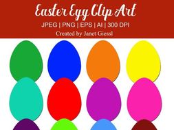 Colorful Easter Egg Clip Art - Set of 12