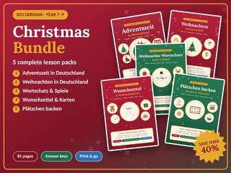 German Christmas Bundle KS3 | A1/A2: 5 Lesson Packs