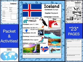 ICELAND History & Geography, Travel The World Worksheet