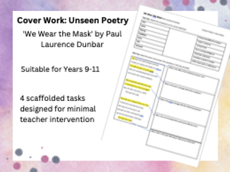 English Cover Work: Unseen Poetry We Wear The Mask by Paul Laurence Dunbar