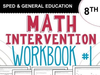 Math Intervention Workbook 8th grade - book one