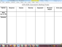 aqa gcse pe coursework marking grid